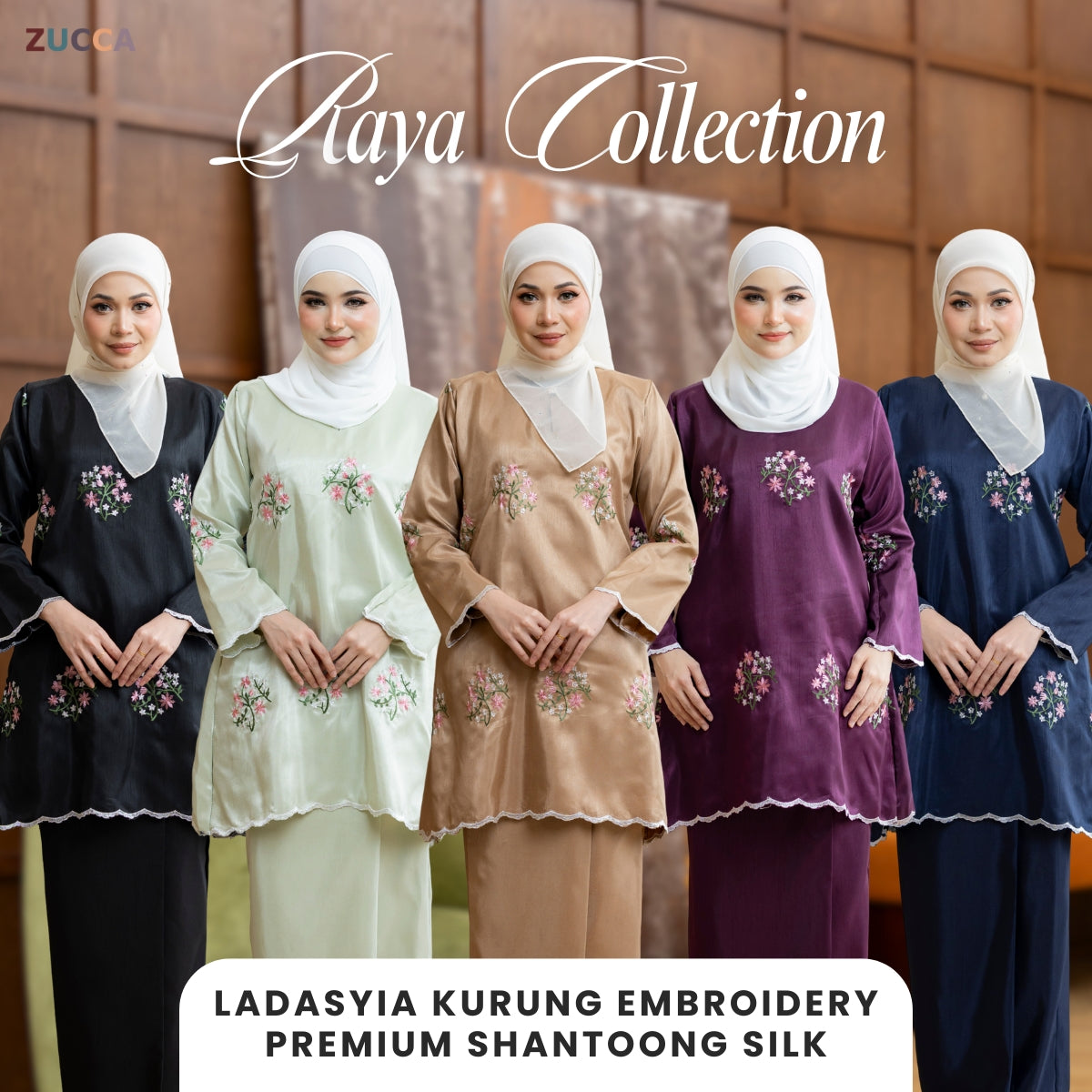 ZUCCA LADASYIA KURUNG EMBROIDERY PERMIUM SHANTOONG SILK - H033