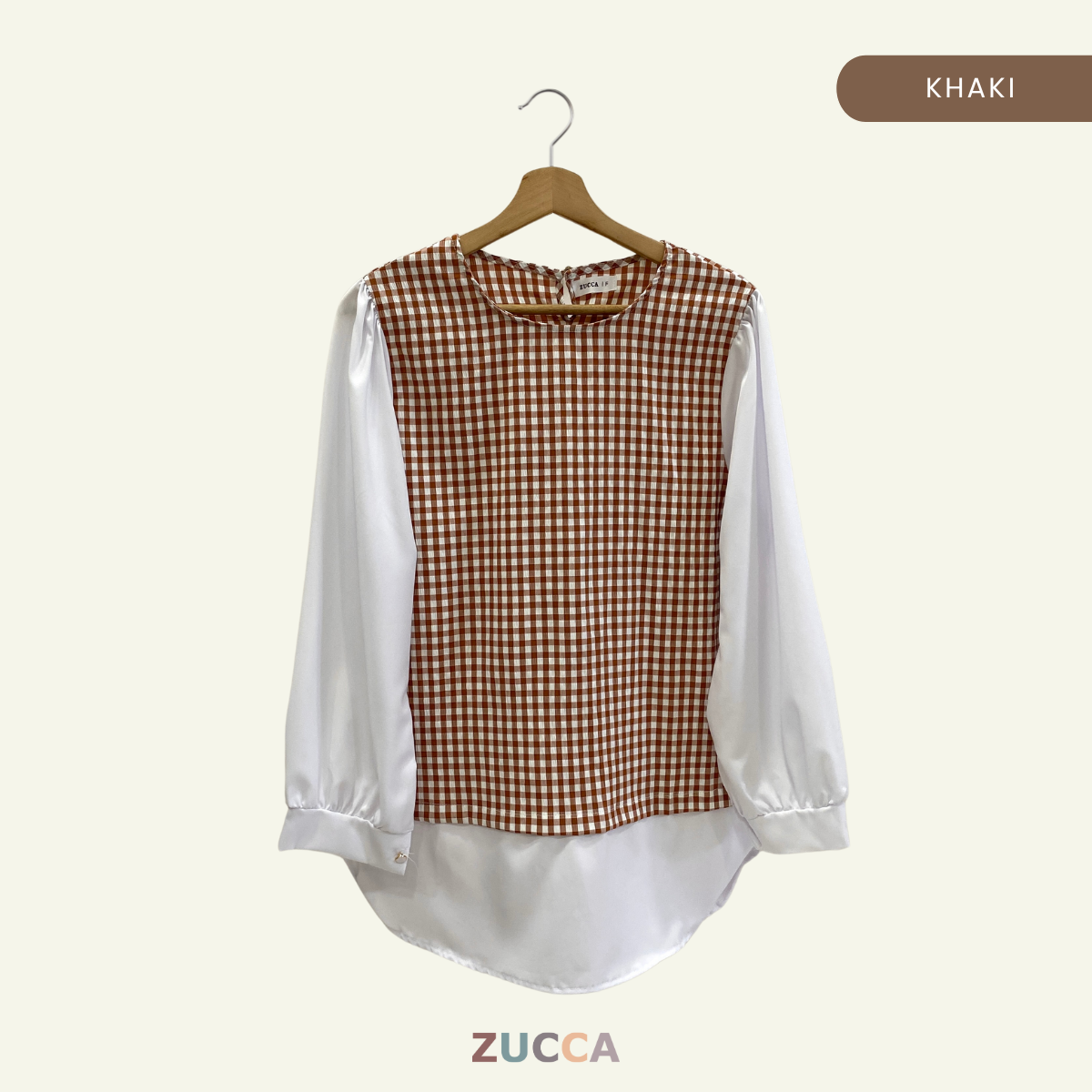 ZUCCA SYIKIN GINGHAM CHECKER PUFFED BLOUSE - DM157