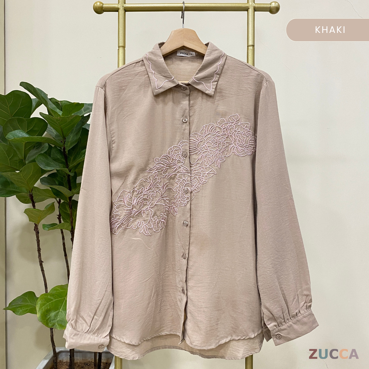 ZUCCA LUNA FLORAL EMBROIDERED BUTTON UP SHIRT - DM196 KOREAN STYLE