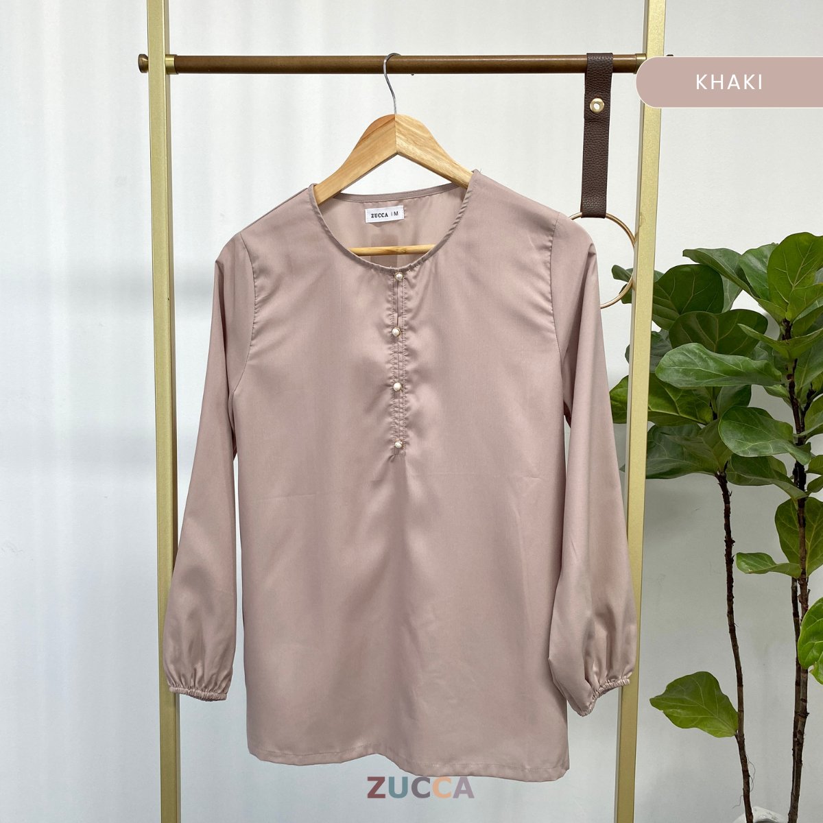 ZUCCA SURAYA PEARL BUTTON SATIN BLOUSE - MA051