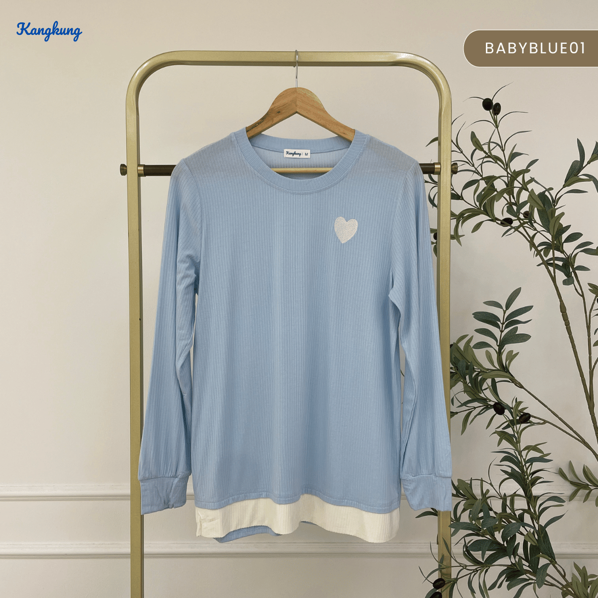 KANGKUNG ILANA BLOUSE RIBBED KASUAL YANG SELESA - KK104