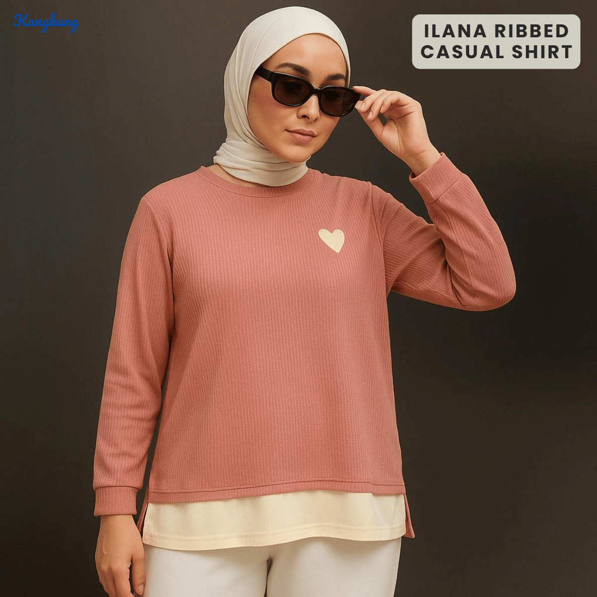 KANGKUNG ILANA BLOUSE RIBBED KASUAL YANG SELESA - KK104