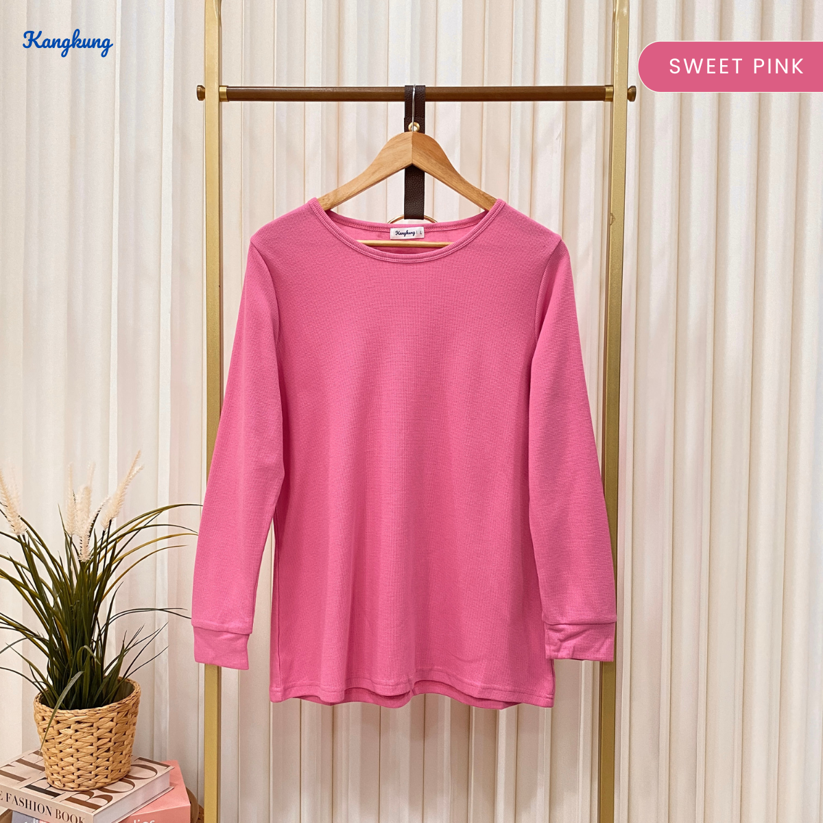 Lessy Ribbed-Textured Pullover Shirt - KK113