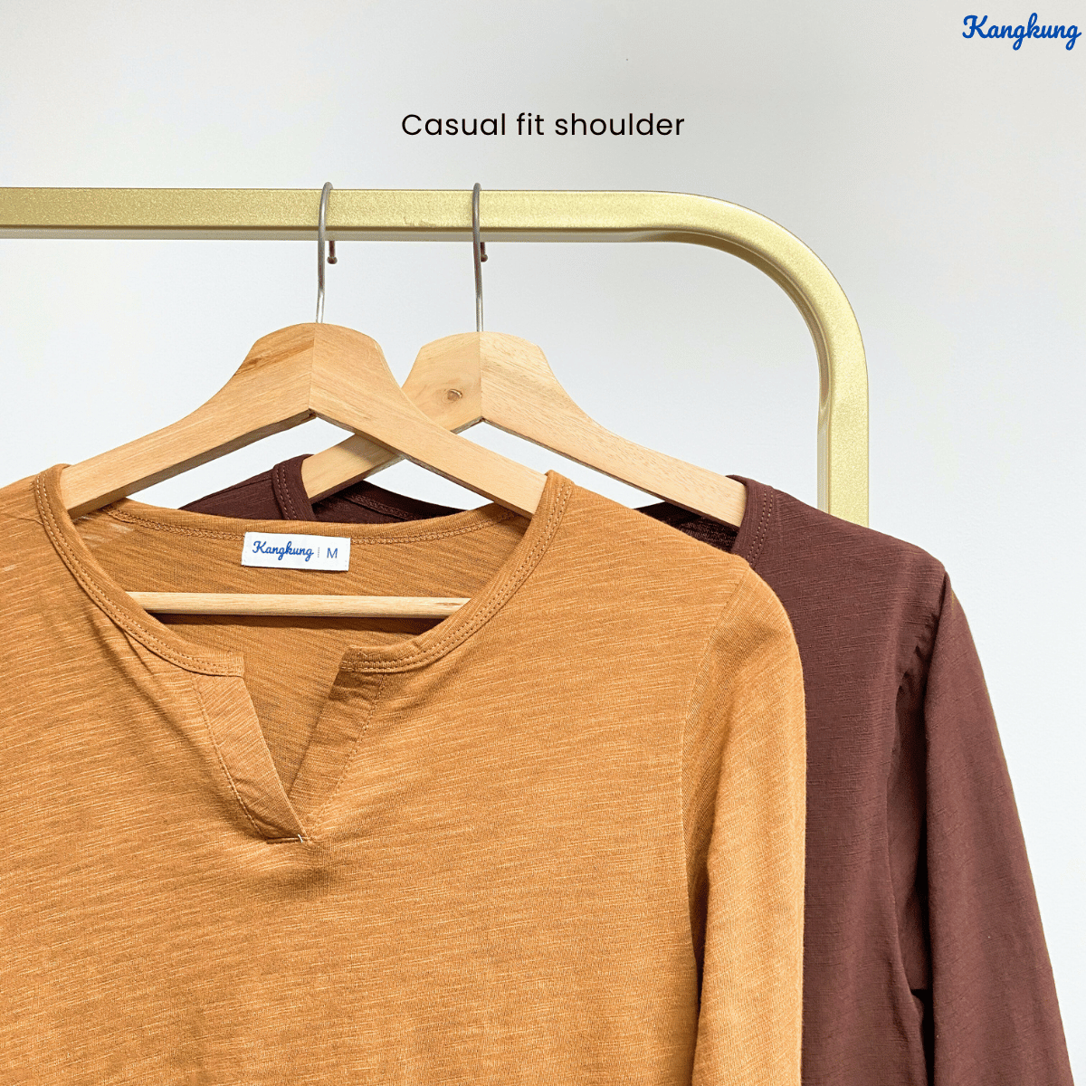 KANGKUNG IKINA KEMEJA KASUAL LEHER V-BULAT - KK120 BAJU WANITA