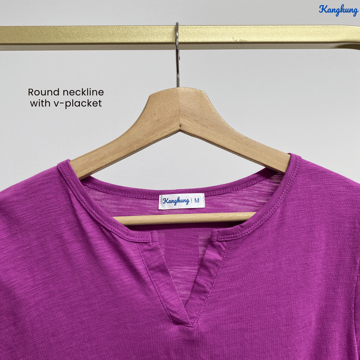 KANGKUNG IKINA KEMEJA KASUAL LEHER V-BULAT - KK120 BAJU WANITA