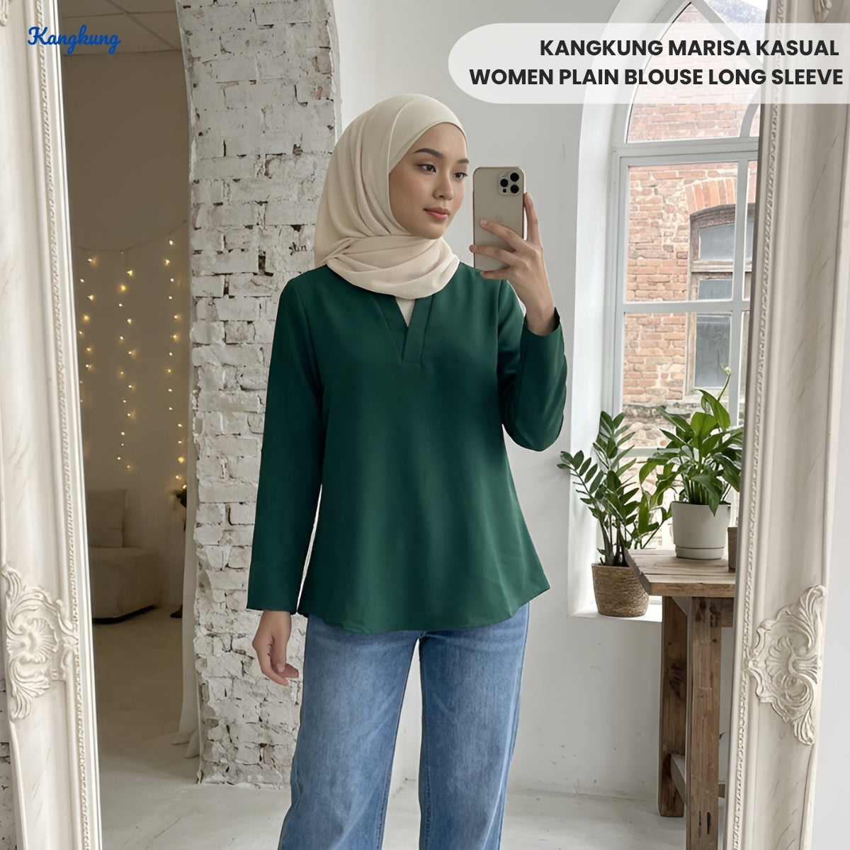 KANGKUNG MARISA KASUAL WOMEN PLAIN BLOUSE LONG SLEEVE - KK121