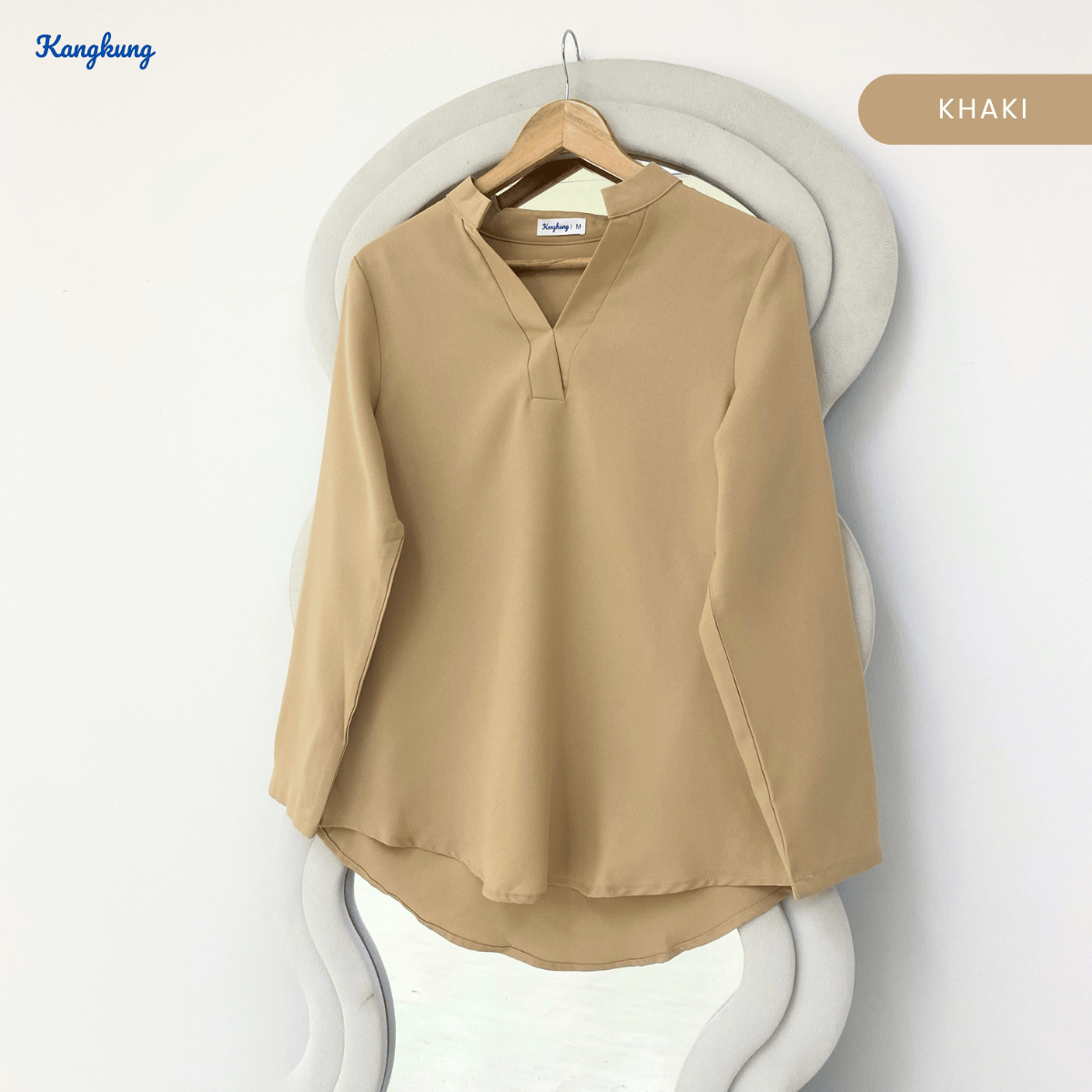 KANGKUNG MUNA KASUAL WOMEN PLAIN BLOUSE LONG SLEEVE - KK121