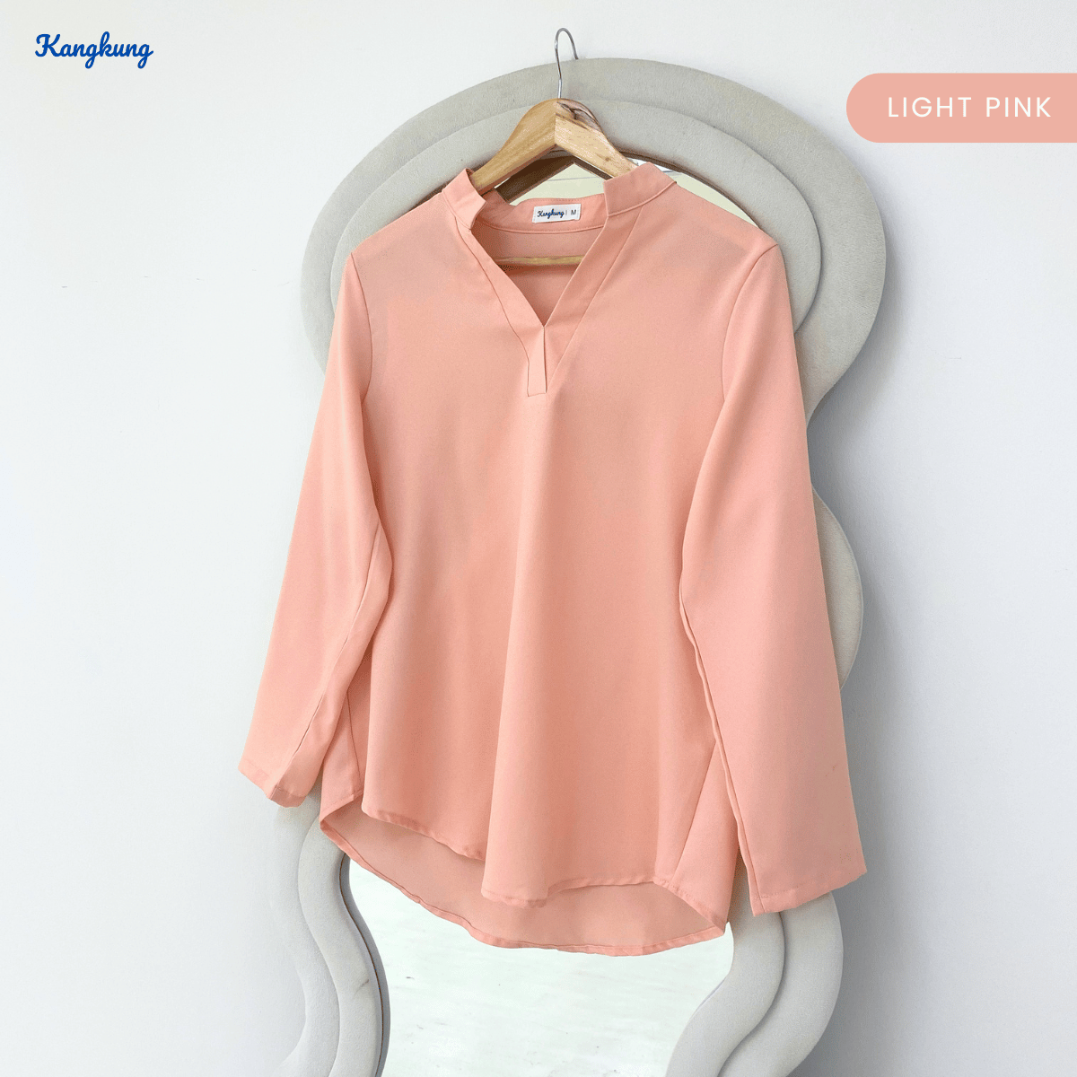 KANGKUNG MUNA KASUAL WOMEN PLAIN BLOUSE LONG SLEEVE - KK121