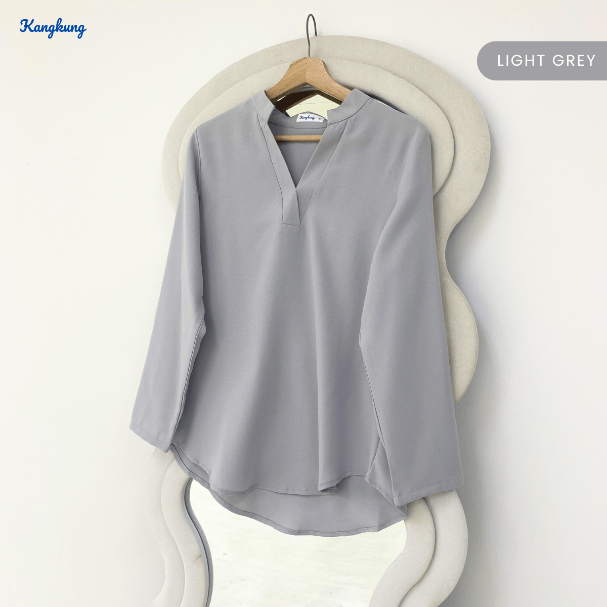 KANGKUNG MUNA KASUAL WOMEN PLAIN BLOUSE LONG SLEEVE - KK121