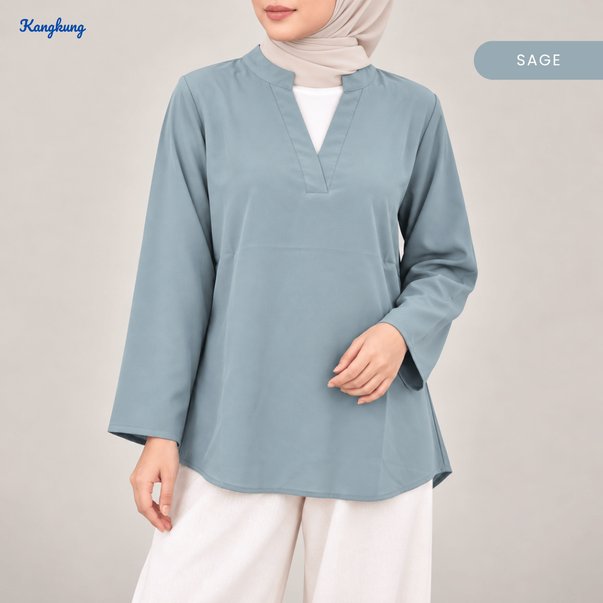 KANGKUNG MARISA KASUAL WOMEN PLAIN BLOUSE LONG SLEEVE - KK121