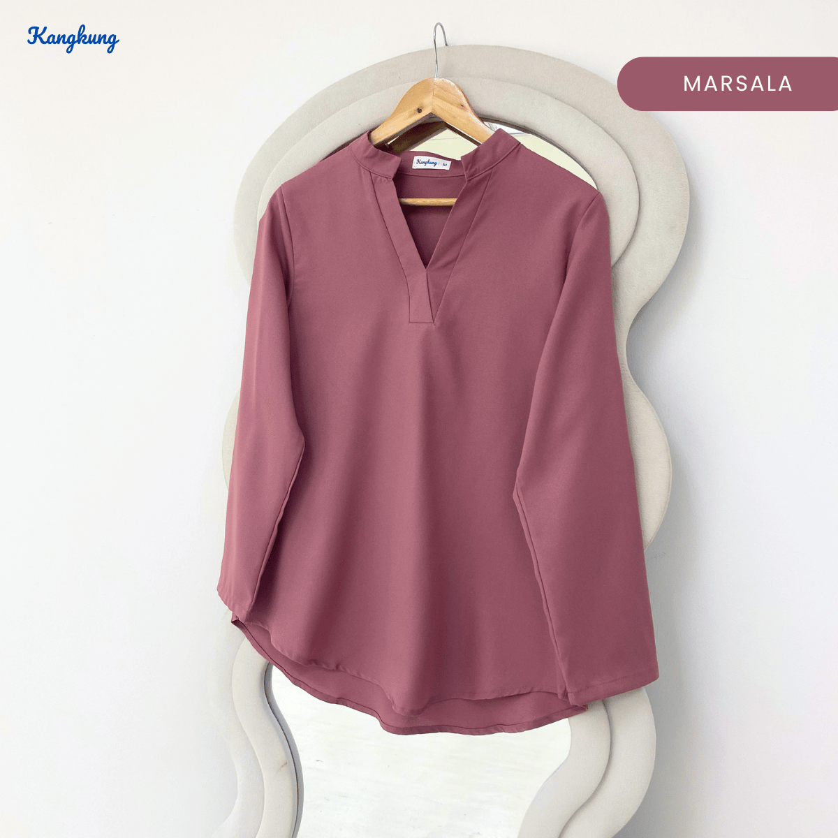 KANGKUNG MUNA KASUAL WOMEN PLAIN BLOUSE LONG SLEEVE - KK121