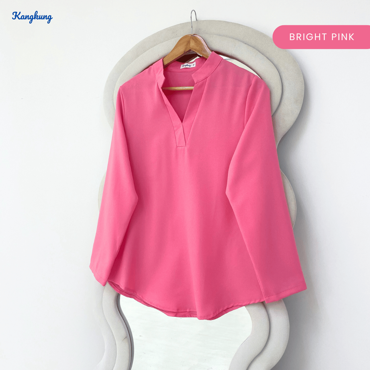 KANGKUNG MUNA KASUAL WOMEN PLAIN BLOUSE LONG SLEEVE - KK121
