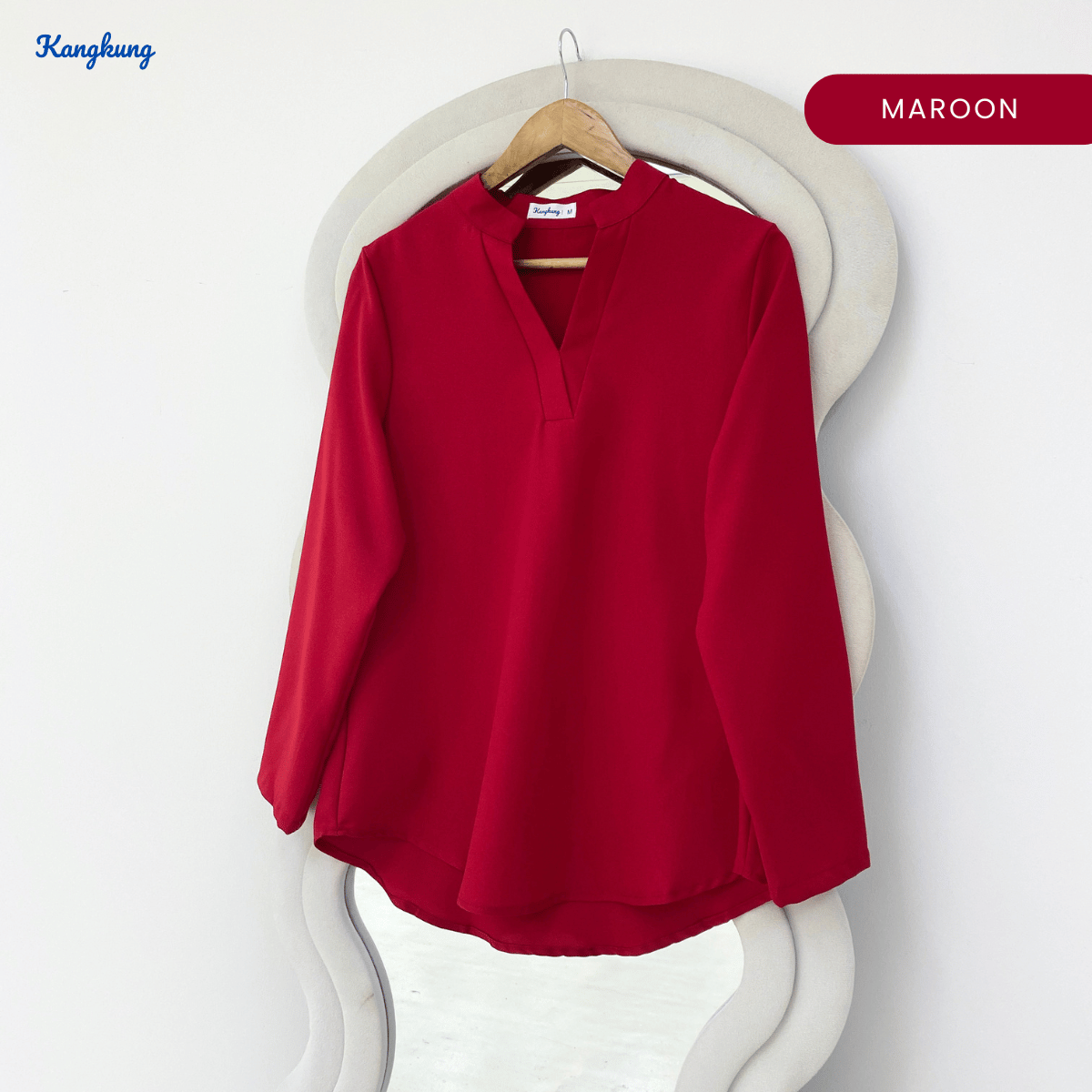 KANGKUNG MUNA KASUAL WOMEN PLAIN BLOUSE LONG SLEEVE - KK121