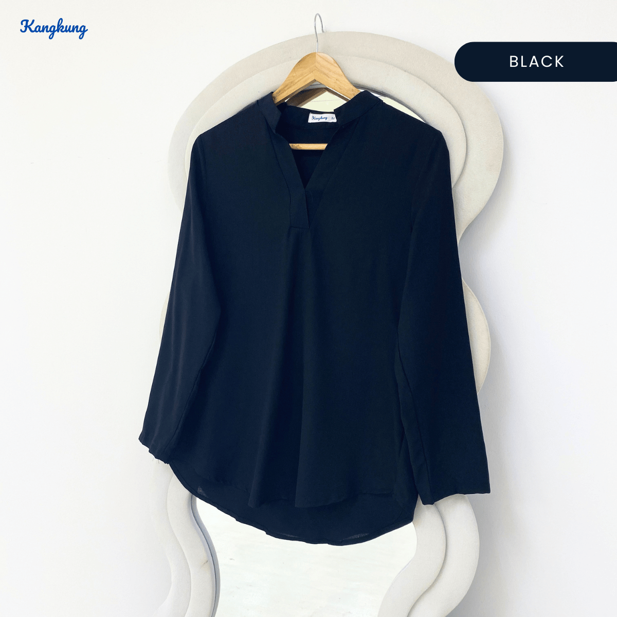 KANGKUNG MUNA KASUAL WOMEN PLAIN BLOUSE LONG SLEEVE - KK121