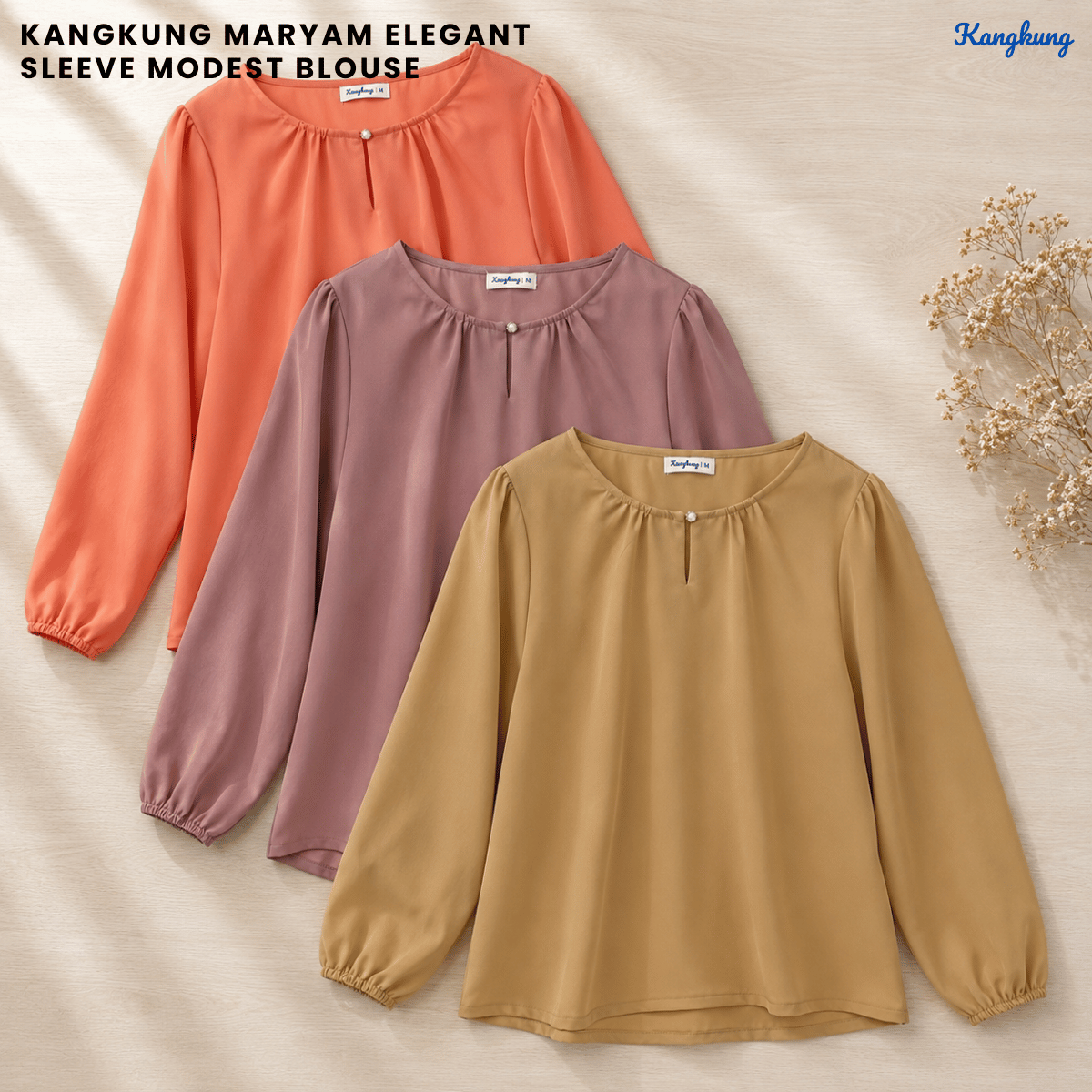 KANGKUNG MARYAM ELEGANT PUFF SLEEVE MODEST BLOUSE - KK122