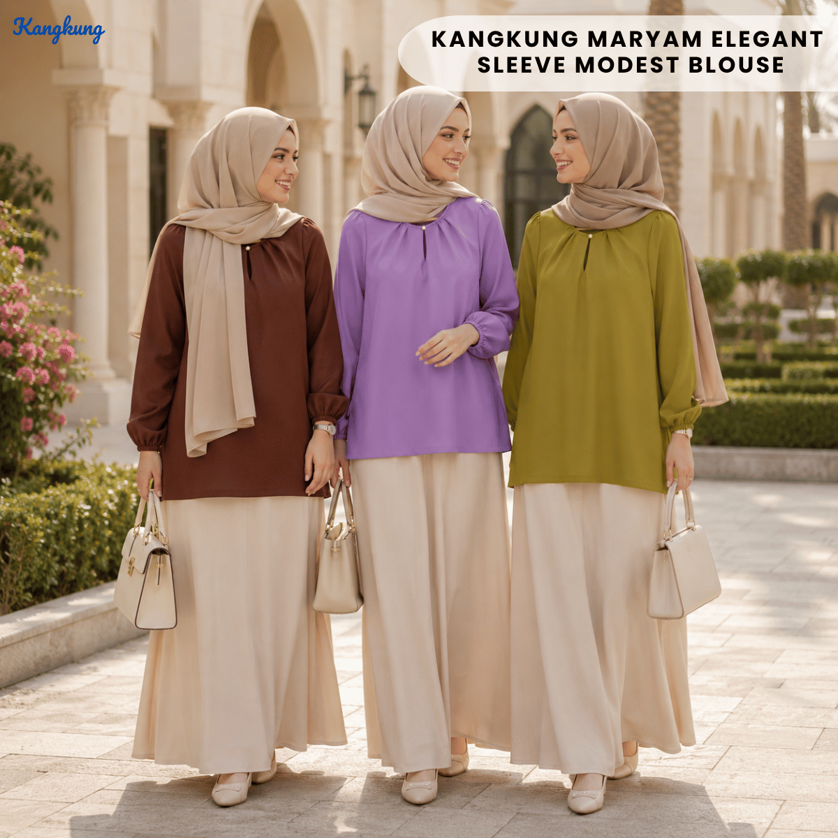 KANGKUNG MARYAM ELEGANT PUFF SLEEVE MODEST BLOUSE - KK122