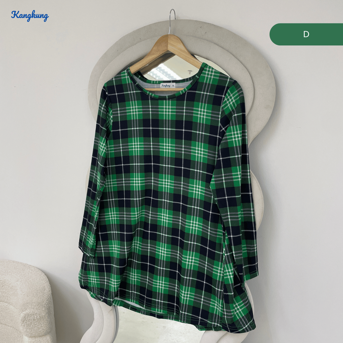 KANGKUNG ASIAH DAILY RELAXED CHECKERED BLOUSE - KK123 (GN295)