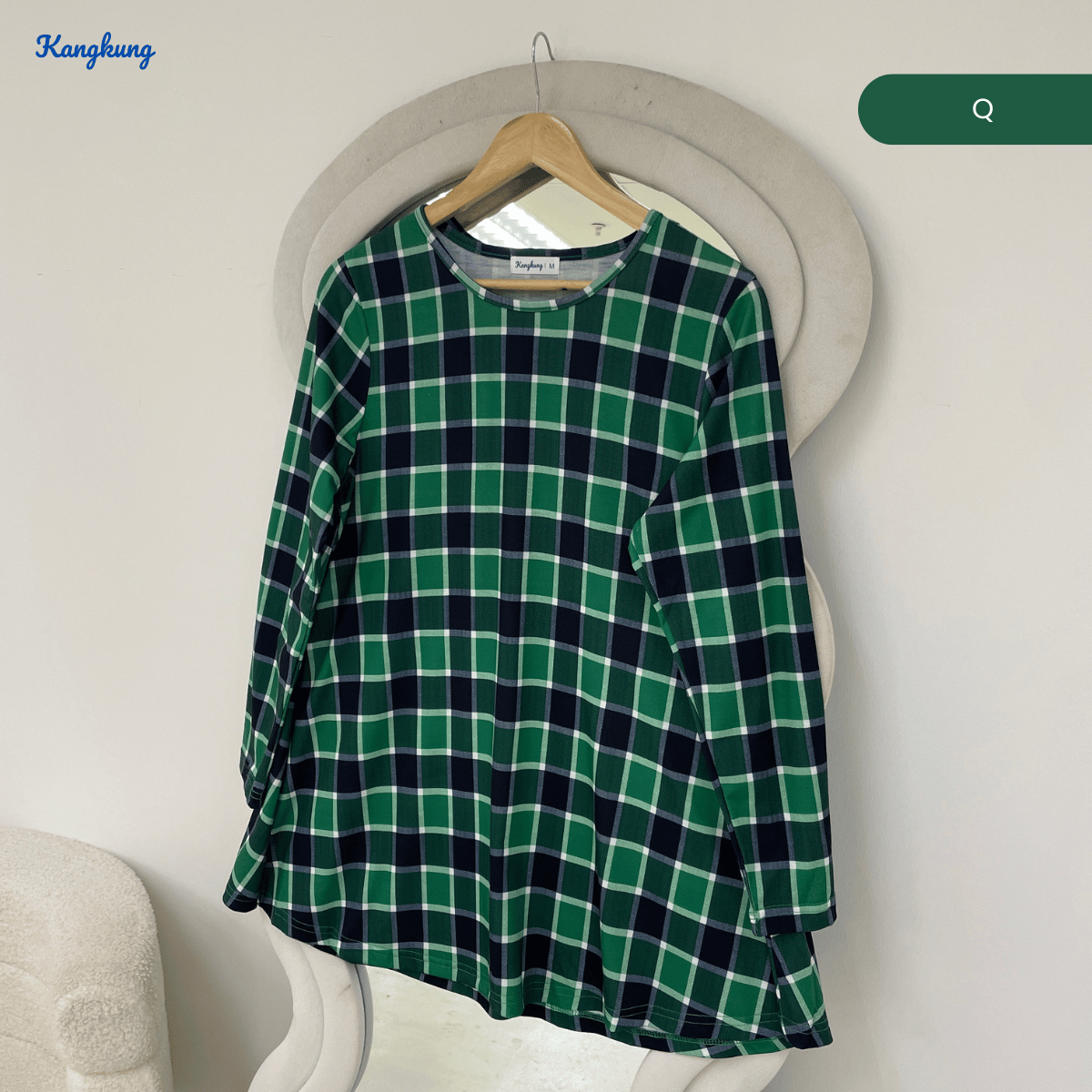 KANGKUNG ASIAH DAILY RELAXED CHECKERED BLOUSE - KK123 (GN295)