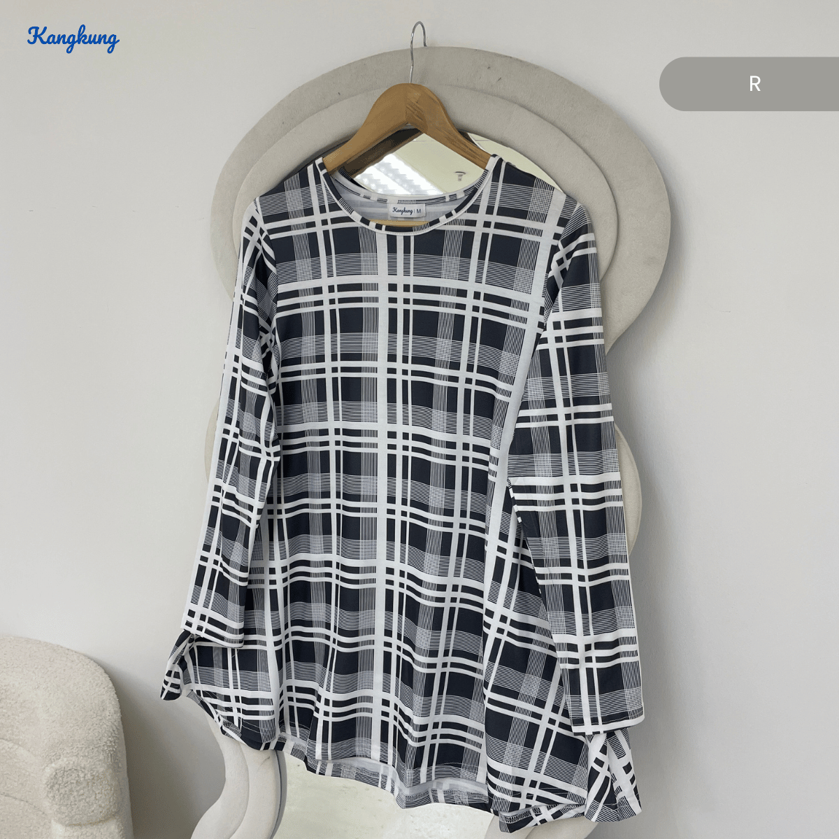 KANGKUNG ASIAH DAILY RELAXED CHECKERED BLOUSE - KK123 (GN295)