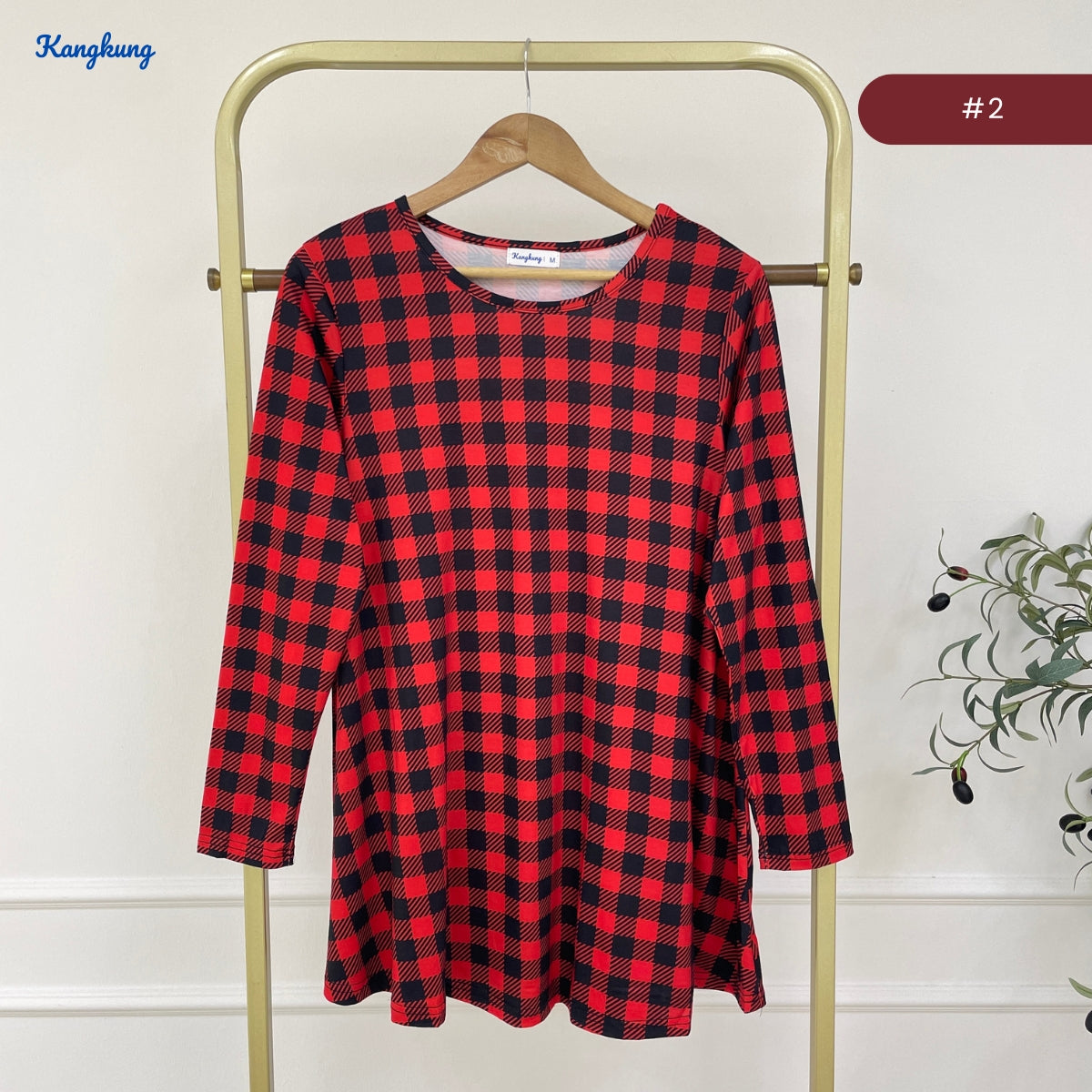 KANGKUNG AISAH DAILY RELAXED CHECKERED BLOUSE - KK123 (GN295)