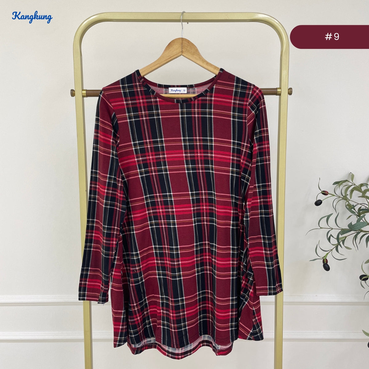 KANGKUNG AISAH DAILY RELAXED CHECKERED BLOUSE - KK123 (GN295)
