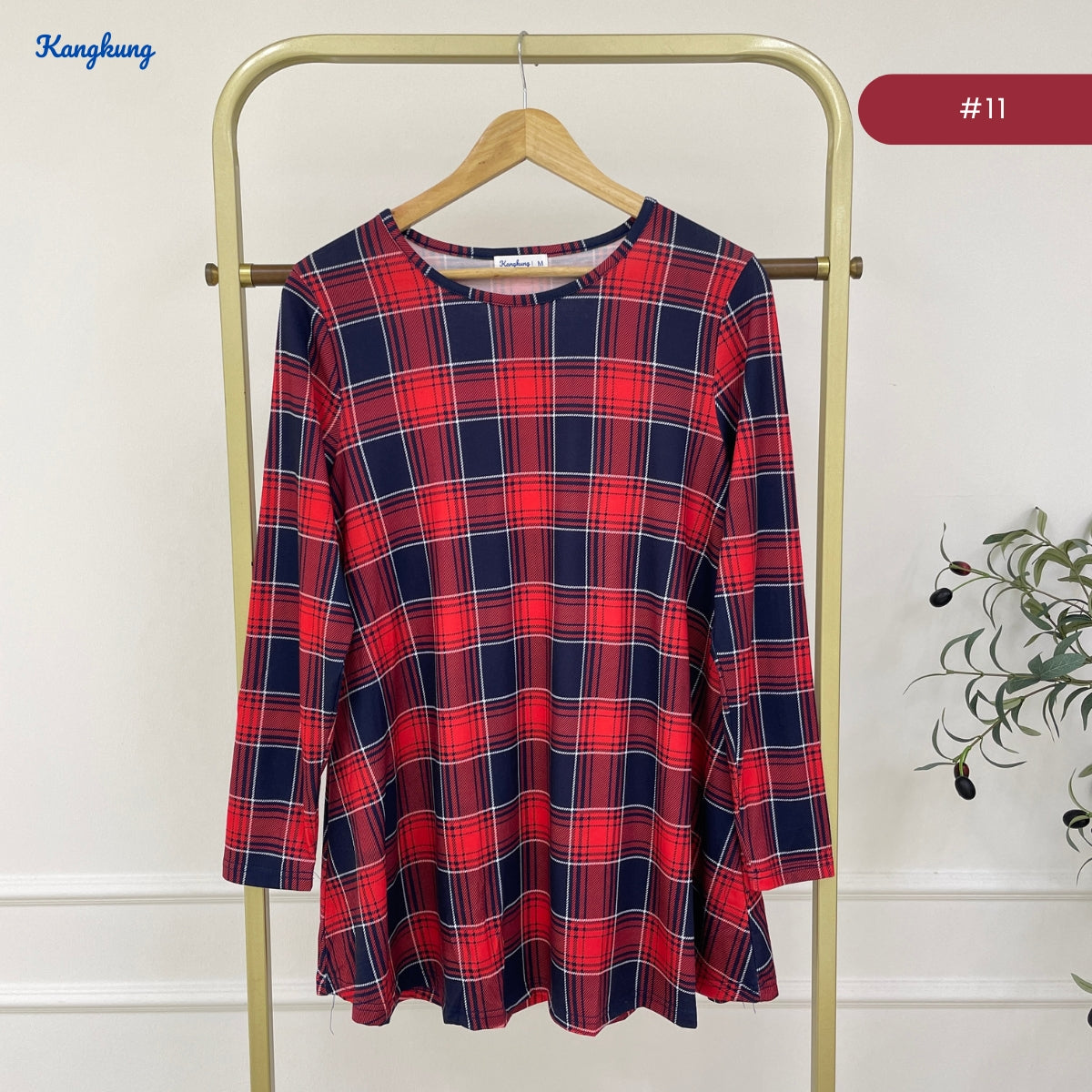 KANGKUNG AISAH DAILY RELAXED CHECKERED BLOUSE - KK123 (GN295)