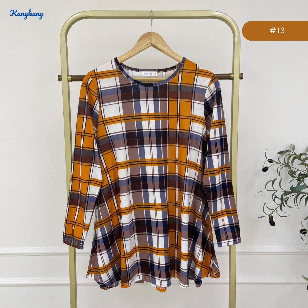 KANGKUNG AISAH DAILY RELAXED CHECKERED BLOUSE - KK123 (GN295)