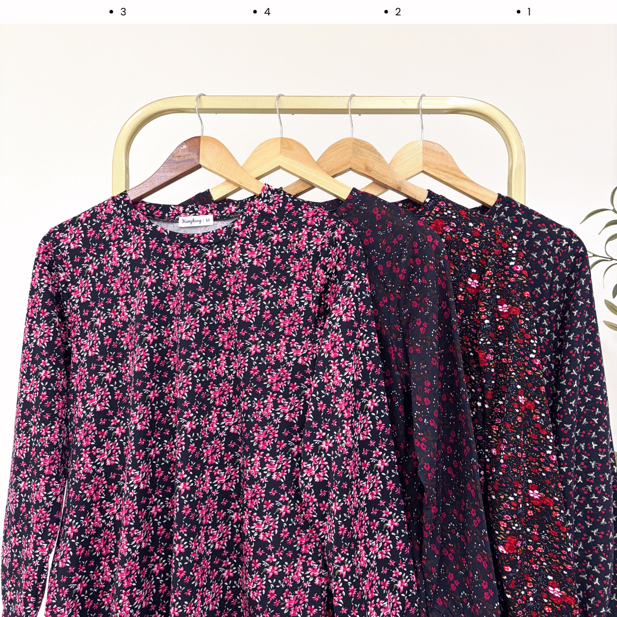 KANGKUNG DAYAH FLORAL PRINTED LONG SLEEVE BLOUSE-KK124