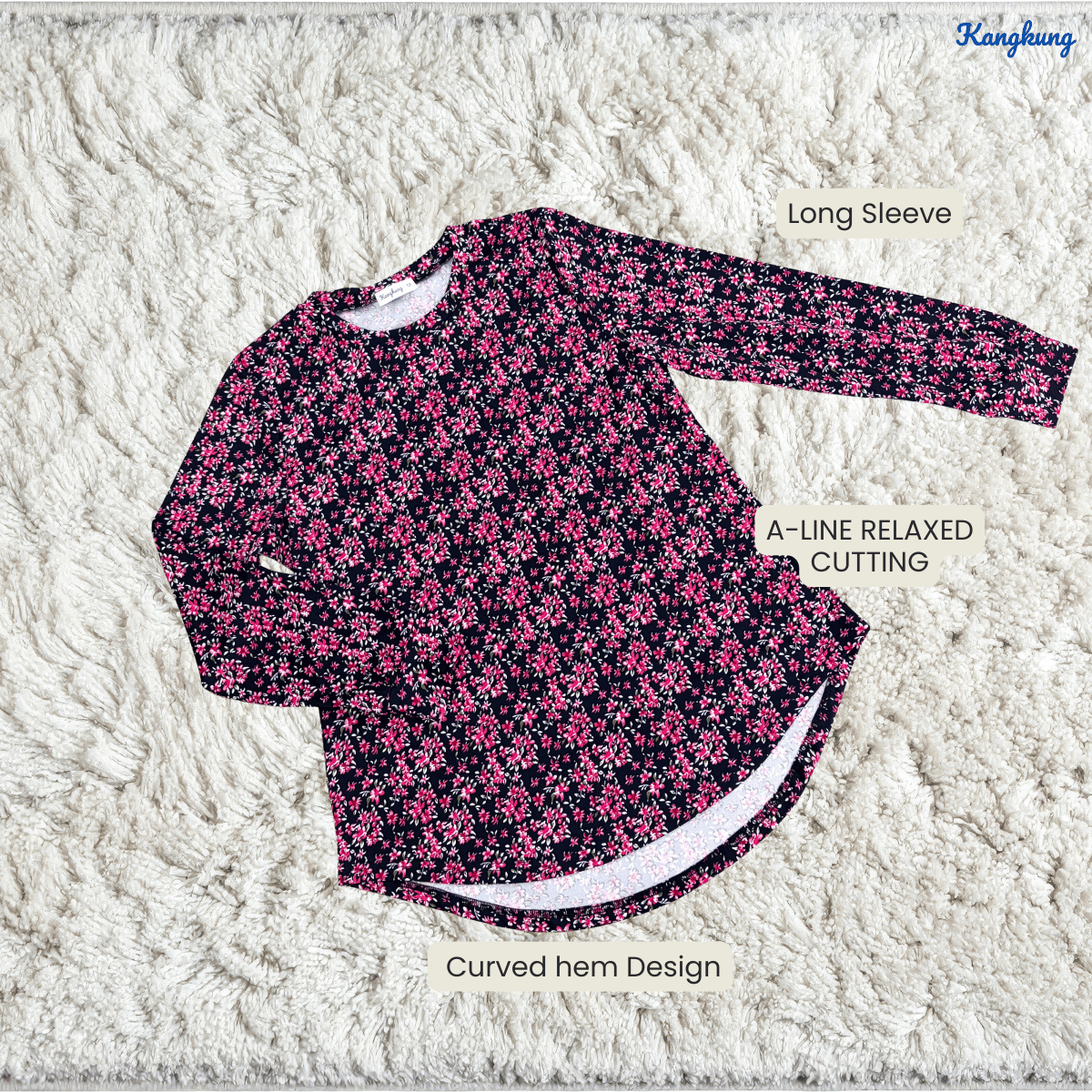 KANGKUNG DAYAH FLORAL PRINTED LONG SLEEVE BLOUSE-KK124