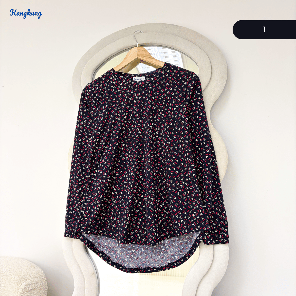 KANGKUNG DAYAH FLORAL PRINTED LONG SLEEVE BLOUSE-KK124