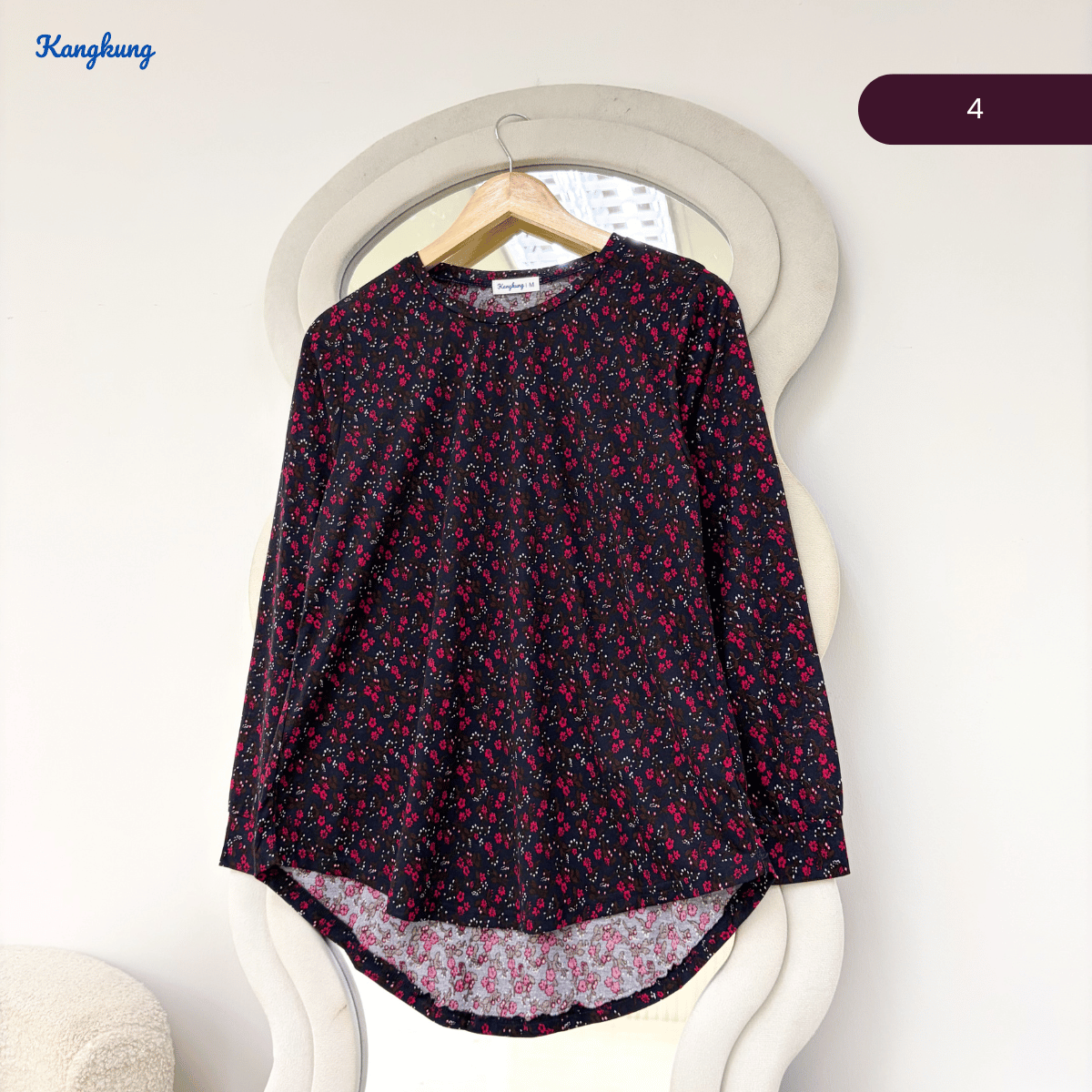 KANGKUNG DAYAH FLORAL PRINTED LONG SLEEVE BLOUSE-KK124