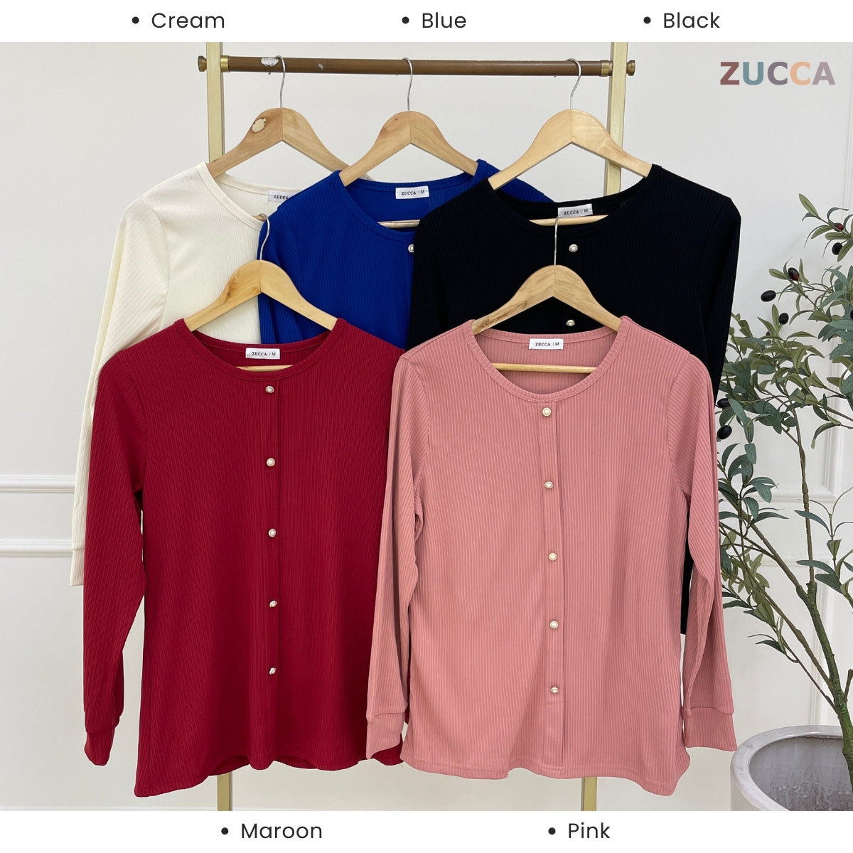 ZUCCA ANNIE WOMEN SET RIB KNIT BLOUSE AND SKIRT - MA004