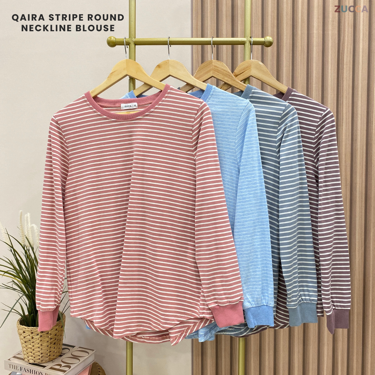 ZUCCA QAIRA STRIPE ROUND NECKLINE BLOUSE - MA024 CASUAL KOREAN STYLE
