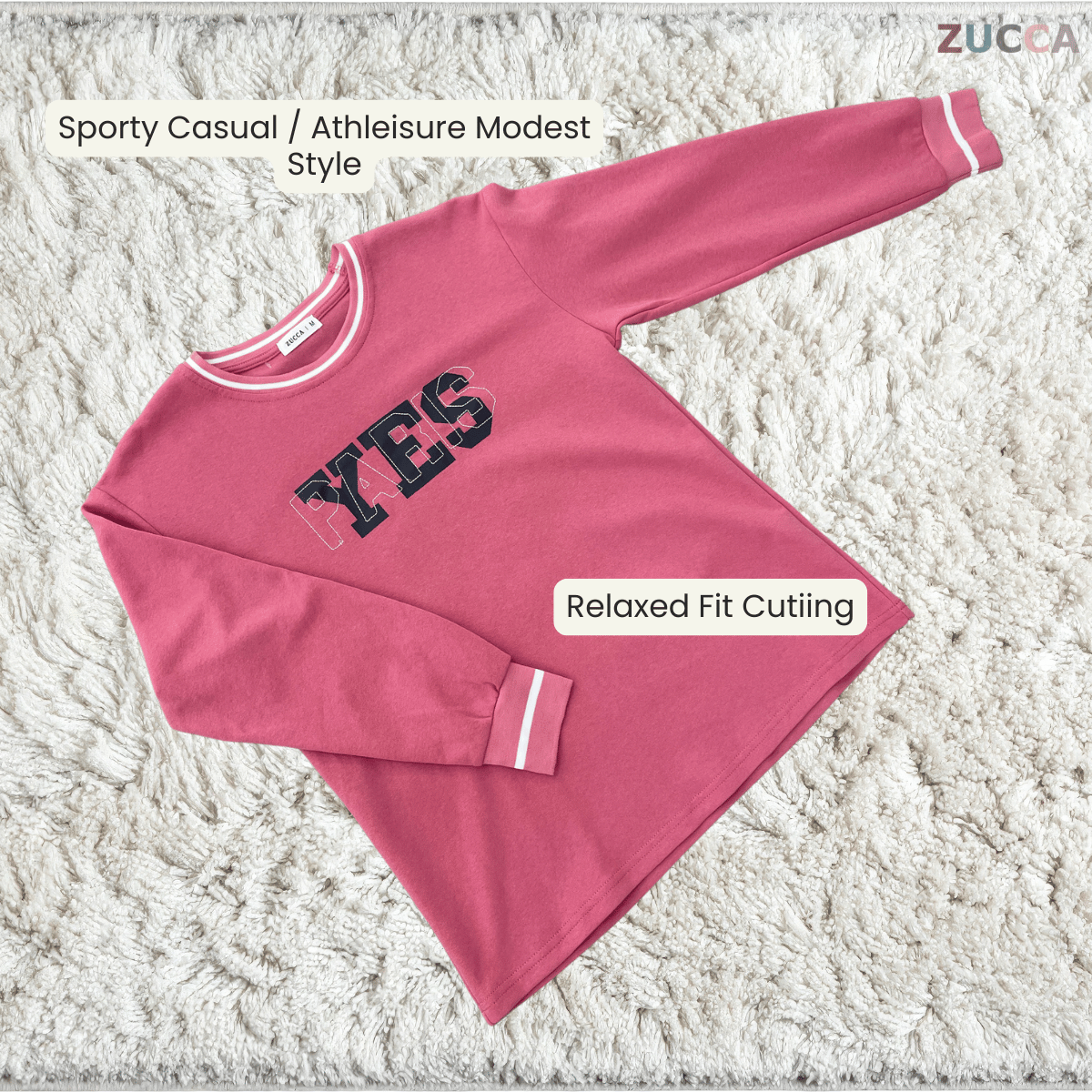 ZUCCA RYLA GRAPHIC SPORTY MODEST LONG SLEEVE TOP - MA026B