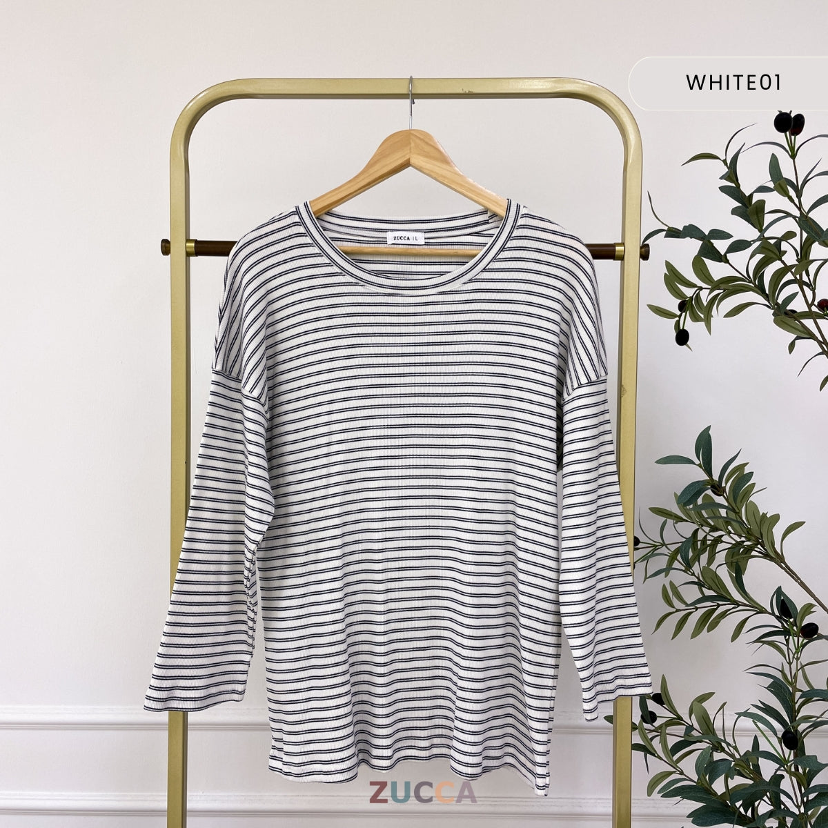 ZUCCA SARI OVERSIZED STRIPED KNIT SHIRT - MA031 DROP SHOULDER LOOSE STYLE