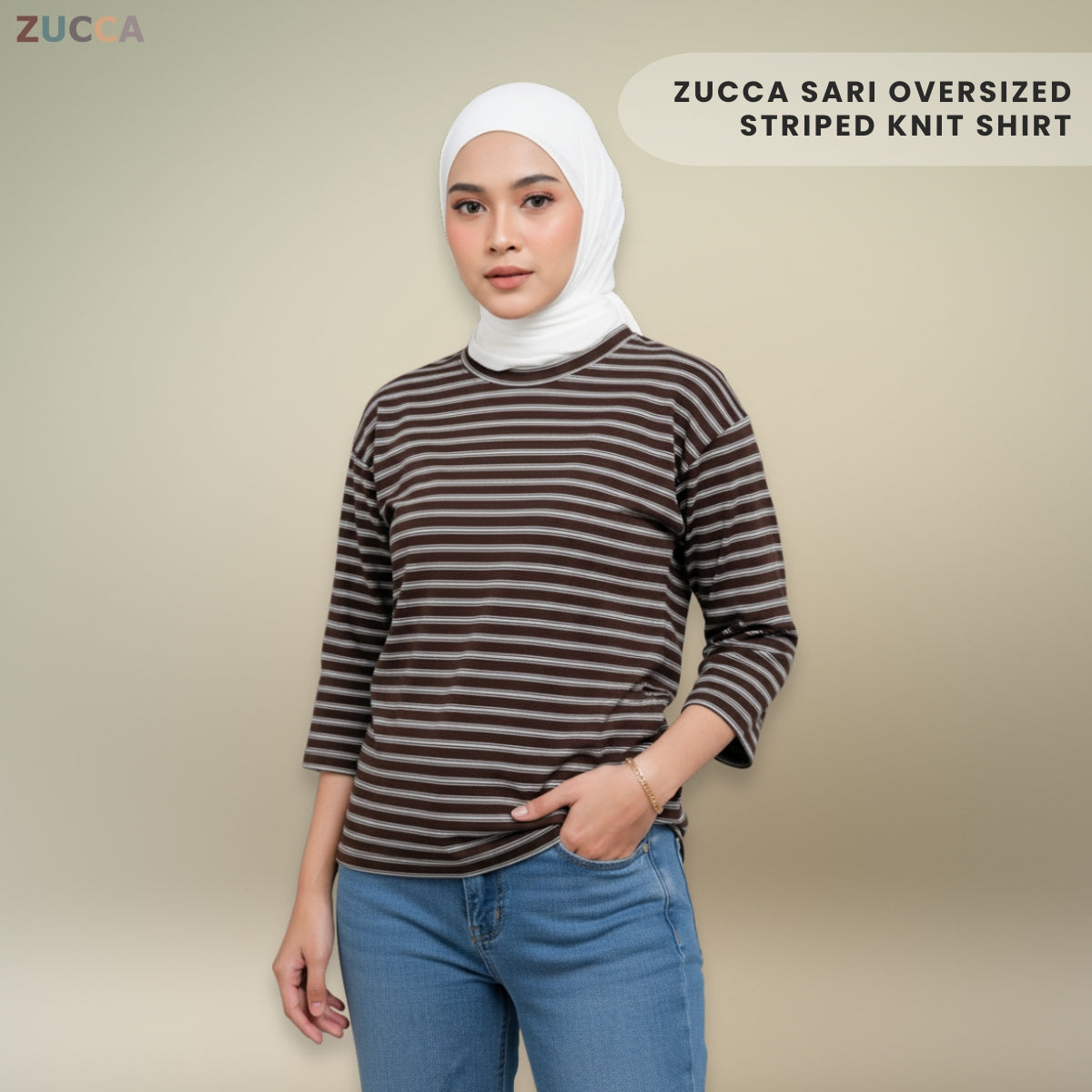 ZUCCA SARI OVERSIZED STRIPED KNIT SHIRT - MA031 DROP SHOULDER LOOSE STYLE