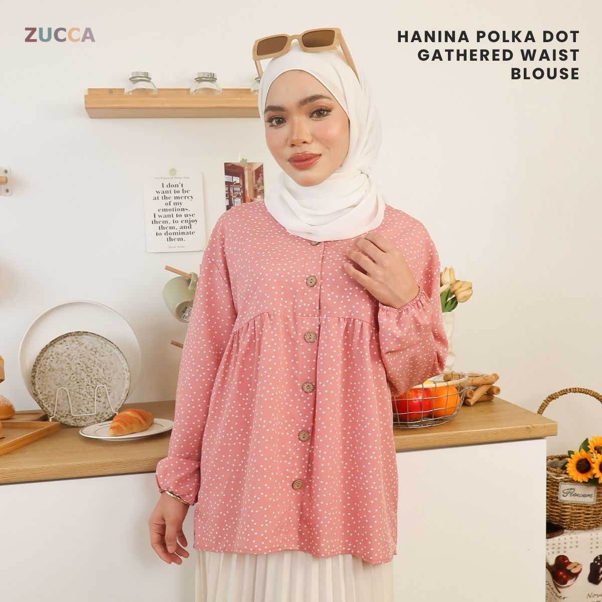 ZUCCA HANINA PRINTED WOMEN BLOUSE - MA042 BAJU WANITA