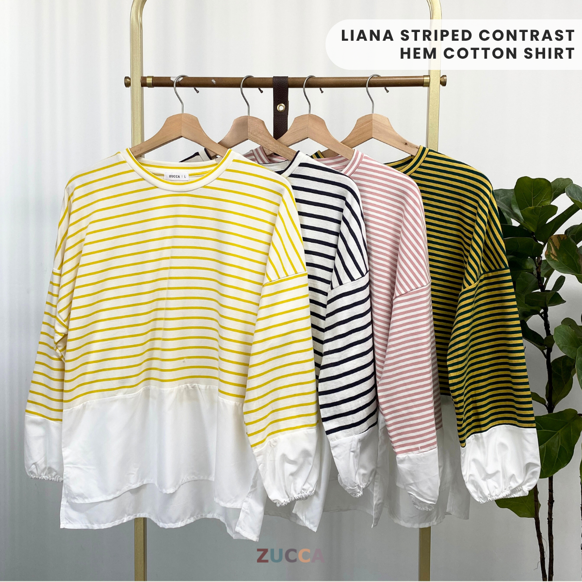 ZUCCA LIANA STRIPED CONTRAST HEM COTTON SHIRT - MA043