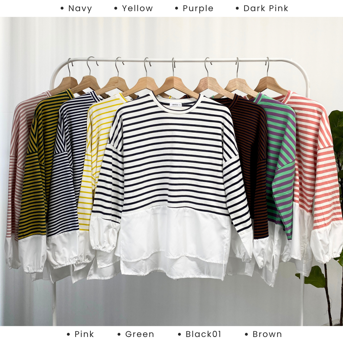 ZUCCA LIANA STRIPED CONTRAST HEM COTTON SHIRT - MA043