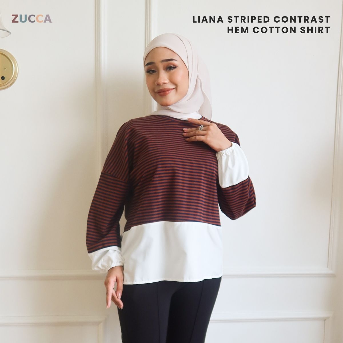 ZUCCA LIANA STRIPED CONTRAST HEM COTTON SHIRT - MA043