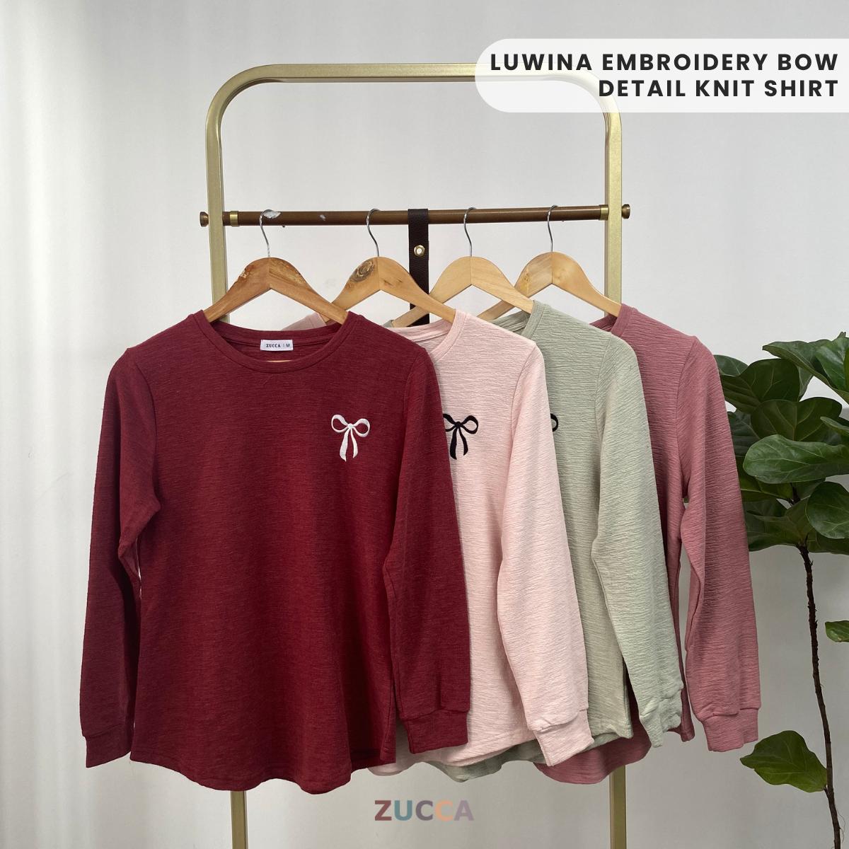 ZUCCA LUWINA EMBROIDERY BOW DETAIL KNIT SHIRT - MA049