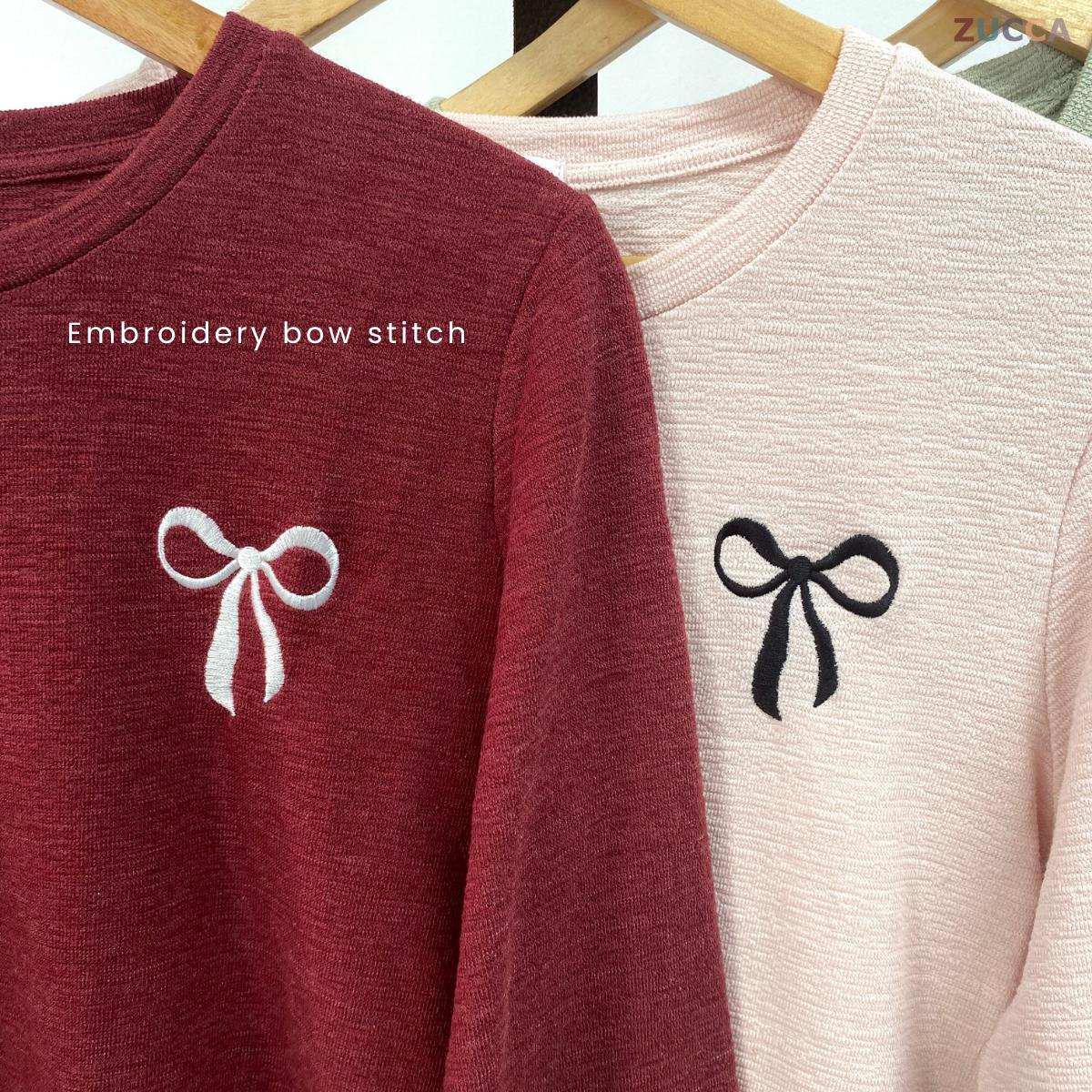 ZUCCA LUWINA EMBROIDERY BOW DETAIL KNIT SHIRT - MA049