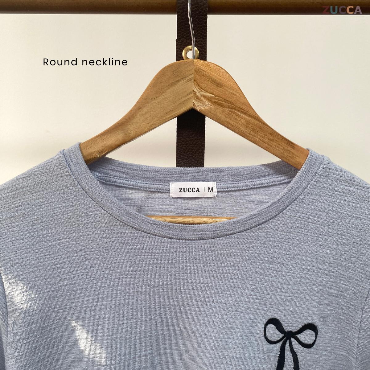 ZUCCA LUWINA EMBROIDERY BOW DETAIL KNIT SHIRT - MA049