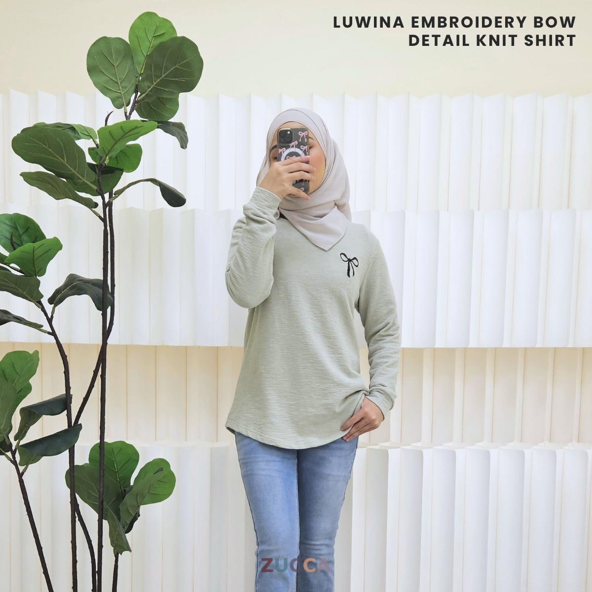 ZUCCA LUWINA EMBROIDERY BOW DETAIL KNIT SHIRT - MA049