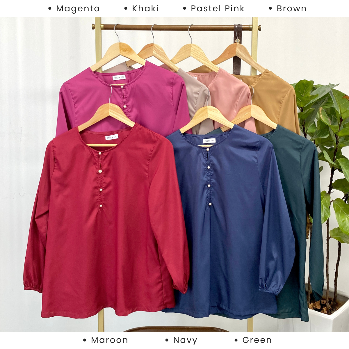 ZUCCA SURAYA PEARL BUTTON SATIN BLOUSE - MA051
