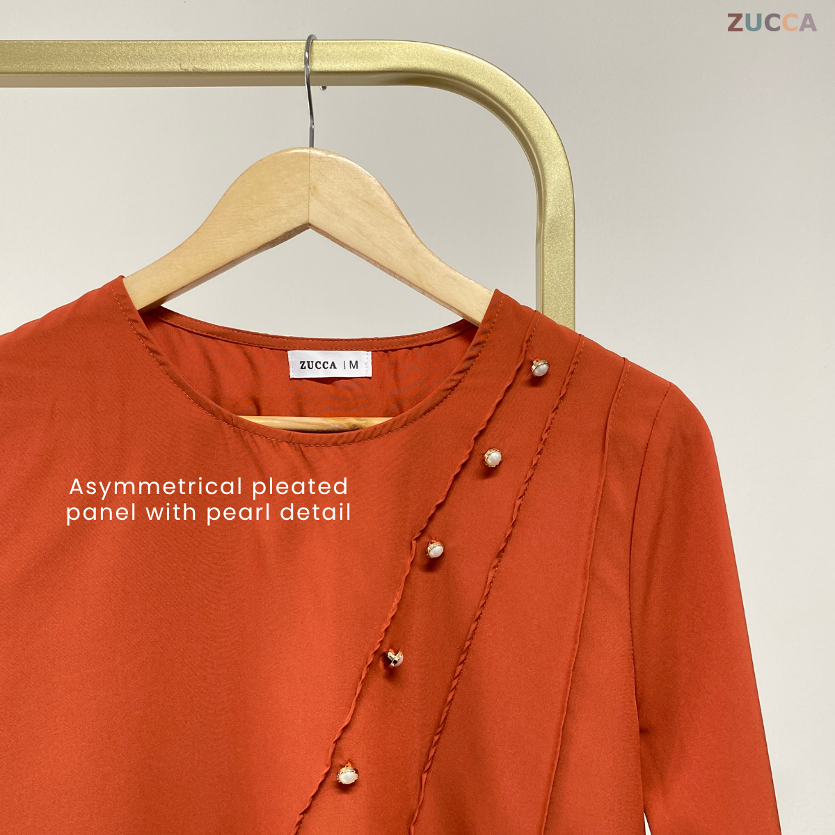 ZUCCA HILANA PLEATED PANEL PEARL DETAIL BLOUSE - MA055