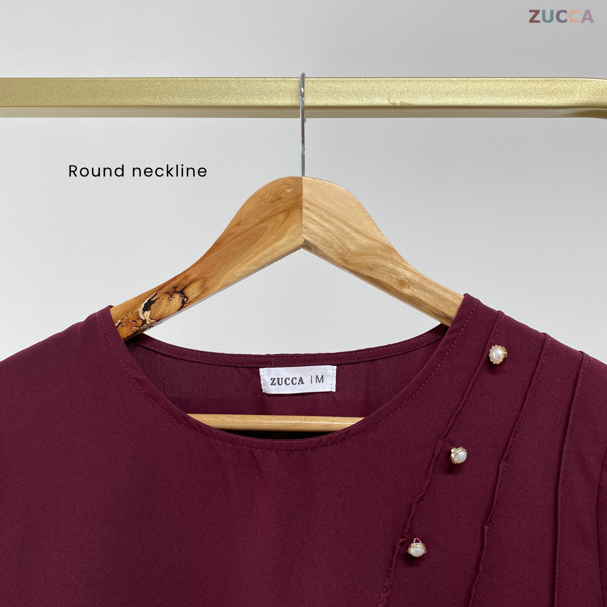 ZUCCA HILANA PLEATED PANEL PEARL DETAIL BLOUSE - MA055