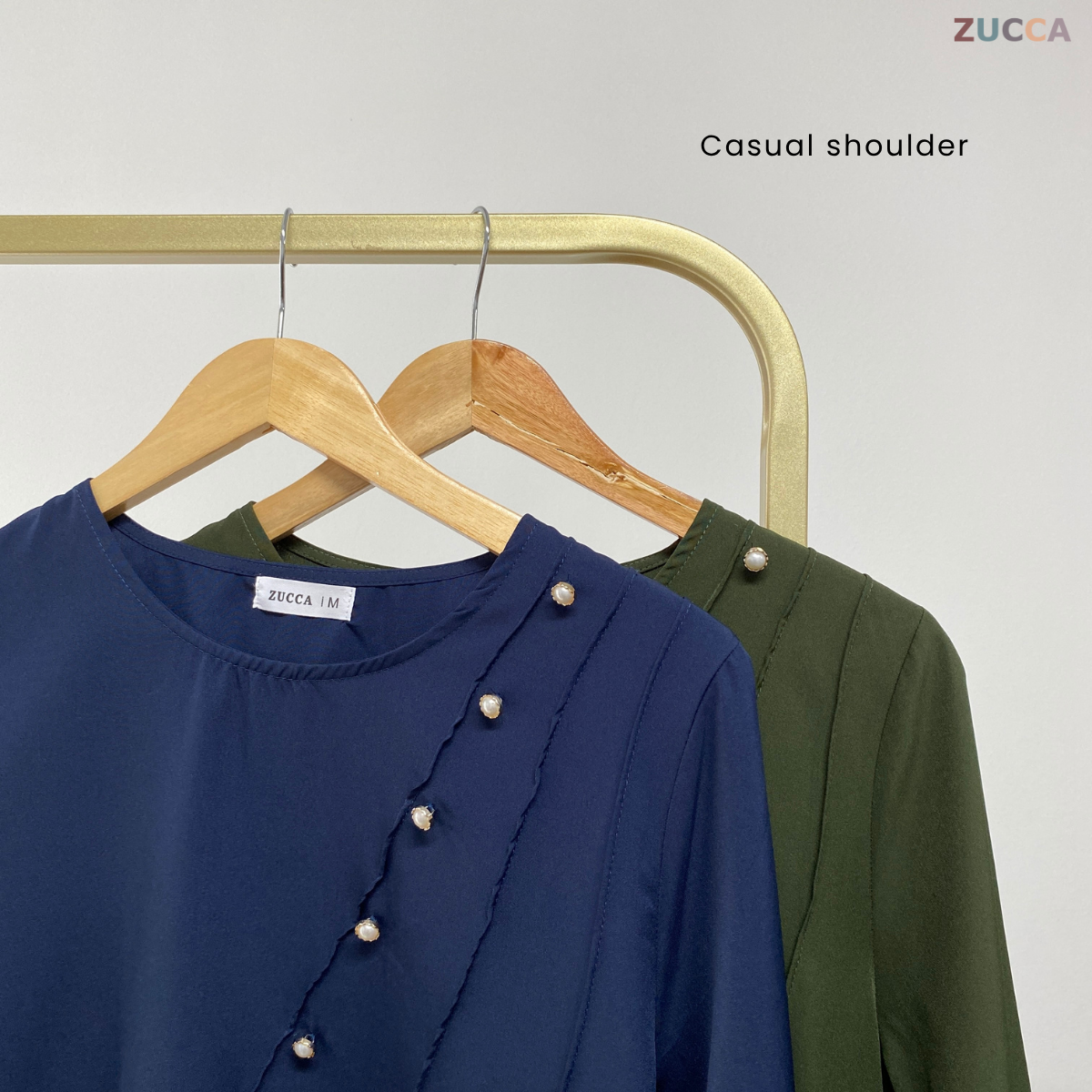 ZUCCA HILANA PLEATED PANEL PEARL DETAIL BLOUSE - MA055