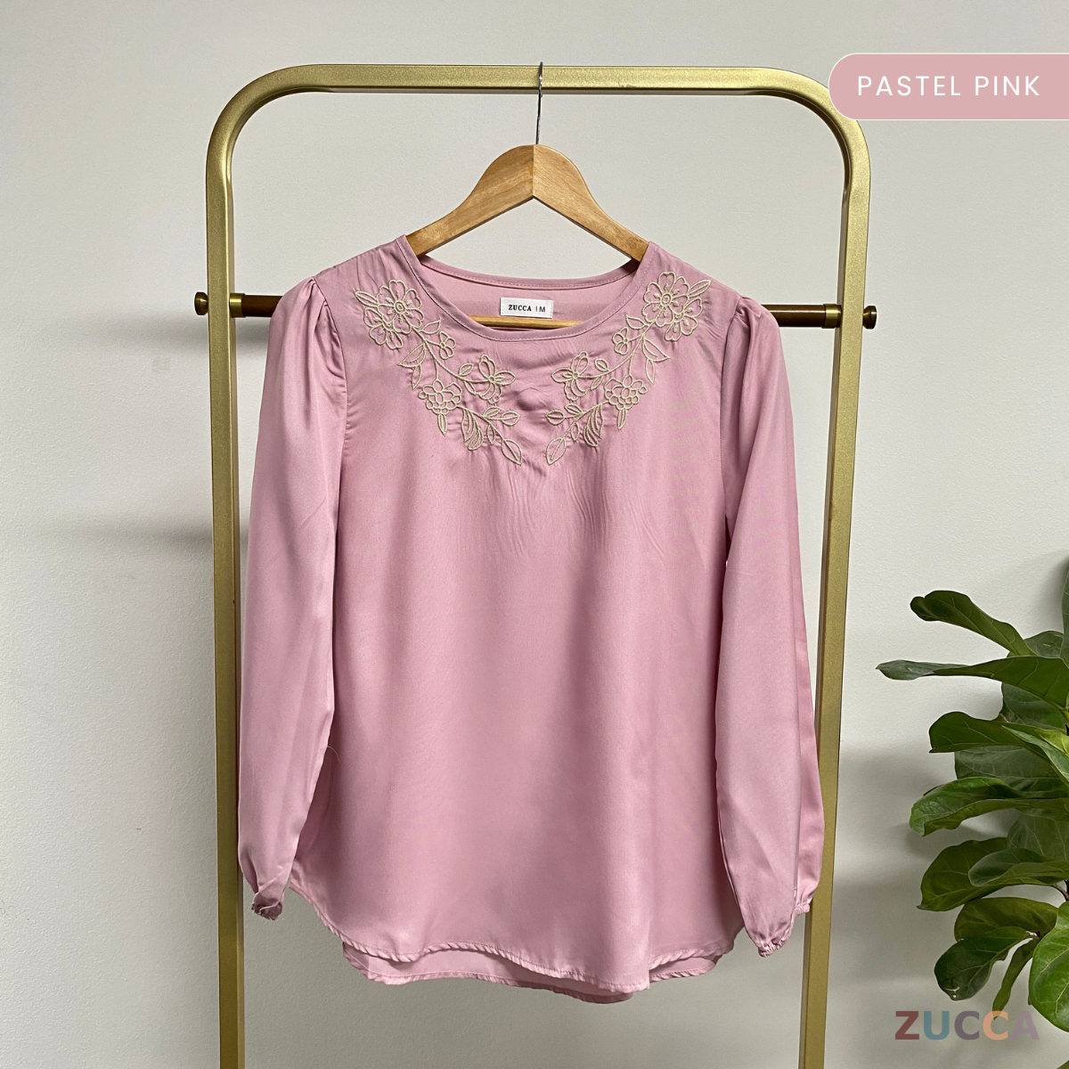 ZUCCA IVINA BLOUS KASUAL BERCORAK SULAMAN FLORAL LEHER BULAT – MA056