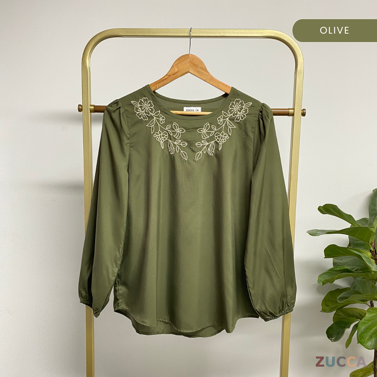 ZUCCA IVINA BLOUS KASUAL BERCORAK SULAMAN FLORAL LEHER BULAT – MA056